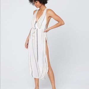 L Space Kenzie Cover Up White Stripe Size Small